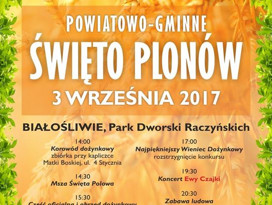 Dożynki powiatowe 3 września w Białośliwiu