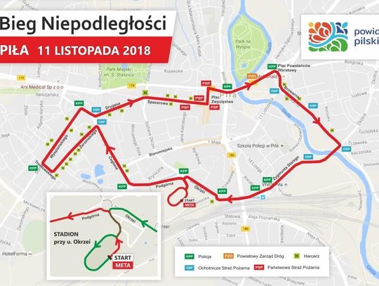 Trasa XII Biegu Niepodległości 11 listopada