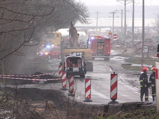 Uszkodzony rurociąg gazowy w Pile