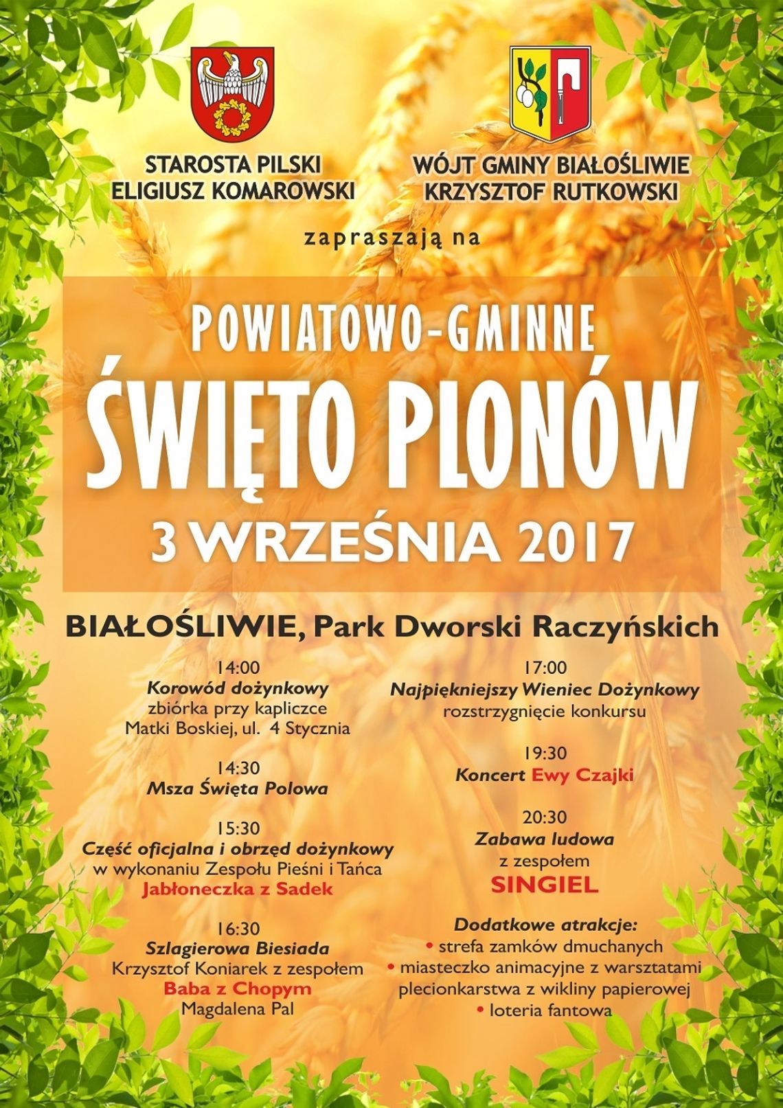 Dożynki powiatowe 3 września w Białośliwiu