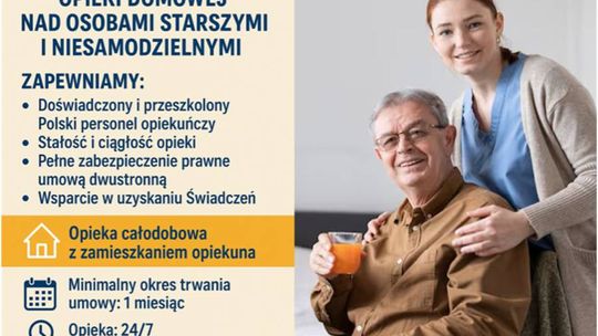 Opieka nad seniorem w domu Piła - 24 godziny/dobę. Cała Wielkopolska